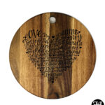"1 Corinthians 13:4-7" Acacia Round Sign