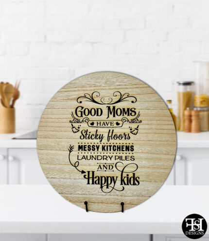 "Good Moms" Circle Wood Sign