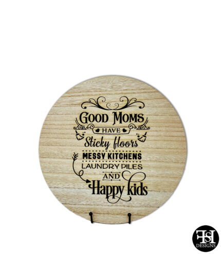 "Good Moms" Circle Wood Sign