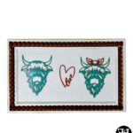 Highland Cows "Mr. & Mrs. In Love" Sign with Beaded Border