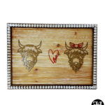 Floral Highland Cow Sign with Beaded Frame