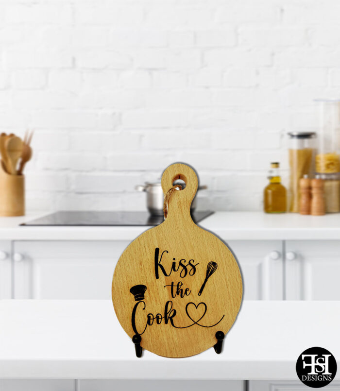 "Kiss the Cook" Small Wood Sign