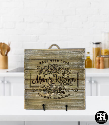 "Mom's Kitchen Made With Love Breakfast, Lunch, Dinner" Wood Sign