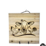 Cow, Pig & Chicken Silhouette Natural Wood Sign