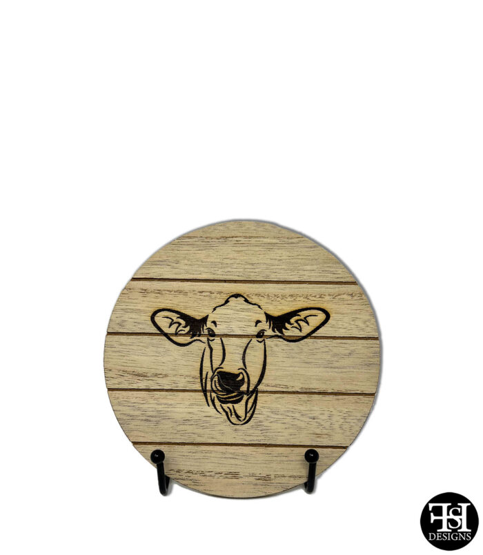 Cow, Chicken & Pig Silhouette Small Circle Wood Signs