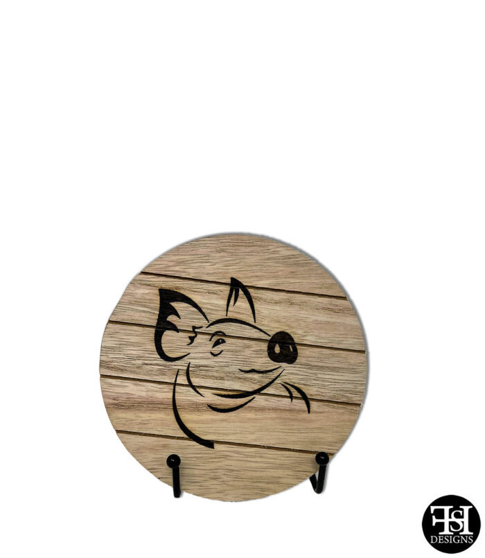 Pig Silhouette Small Circle Wood Sign
