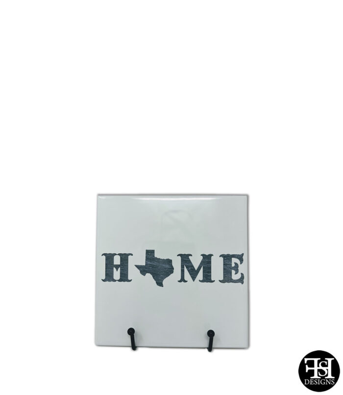 "Home" Texas 6" White Tile Sign
