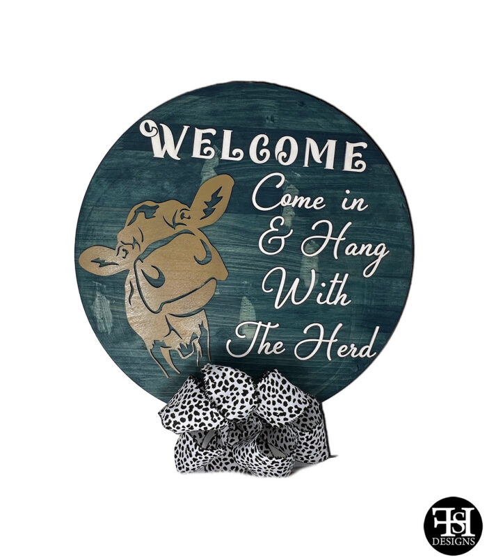 "Welcome - Come In & Hang With The Herd" Large Door Wreath