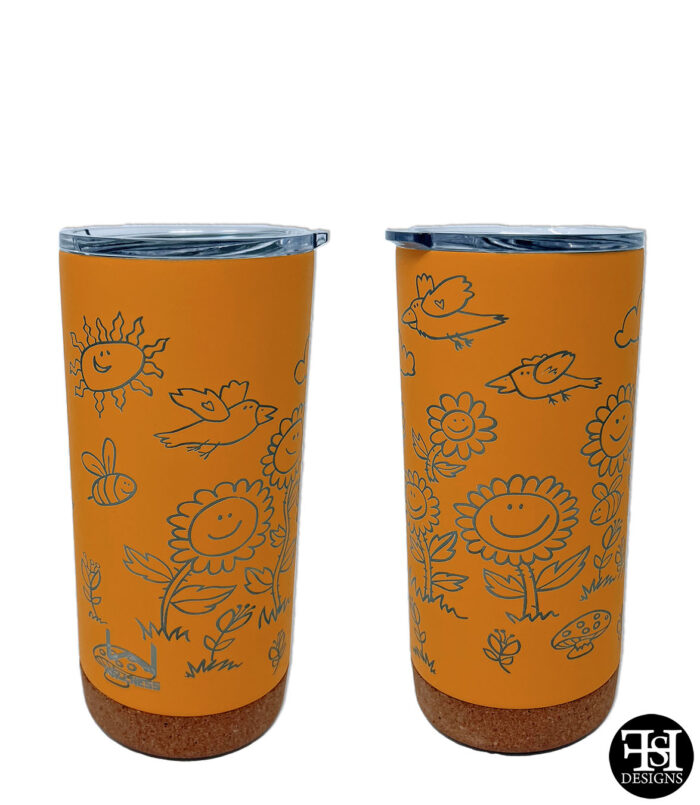 Smiling Sunflowers Pattern Full Wrap Golden Yellow Tumbler