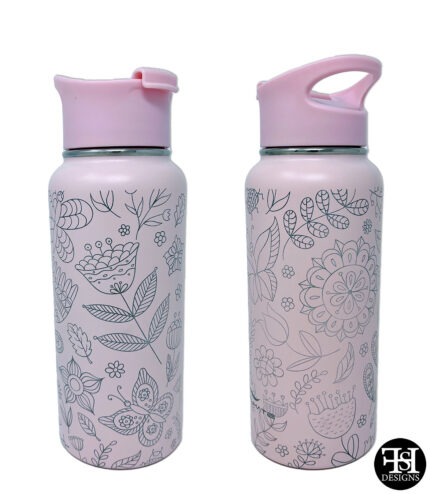 Flowers Pattern Full Wrap Pink Insulated Jug