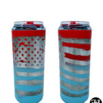 Rustic American Flag Full Wrap Red and Blue Tallboy Can Tumbler