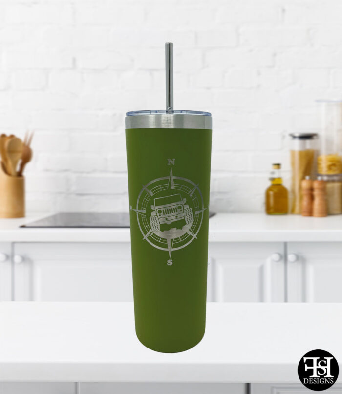 Jeep Compass Army Green Skinny Tumbler