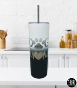 "Dog Mom" White, Blue and Black Skinny Tumbler