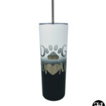 "Dog Mom" White, Blue and Black Skinny Tumbler