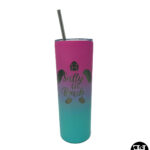 "Salty Lil' Beach" Turquoise and Pink Skinny Tumbler